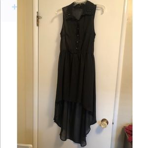 Ali & Kris Studded Collar High Low Black Dress